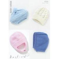 Baby Helmet, Beret, Balaclava and Pull-On Hat in Hayfield Baby Aran (4500)