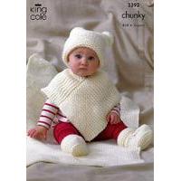 Babies Hat, Poncho, Bootees & Blanket in King Cole Comfort Chunky (3392)