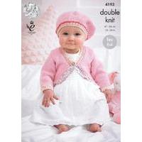 baby cardies and beret in king cole cherish and cherished dk 4193