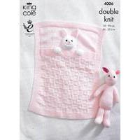 Baby Blankets and Bunny Rabbit Toy in King Cole DK (4006)