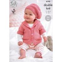 babies cardigans and beret in king cole cherish and cherished dk 4192