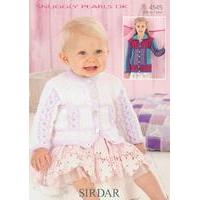 Babies Round Neck and Girls Flat Collared Cardigans in Sirdar Snuggly Pearls DK (4545)