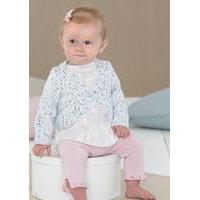 babies and girls pinafore and cardigans in sirdar snuggly spots 4602