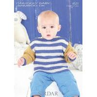 Babies and Boys Slash Neck Sweaters in Sirdar Snuggly Baby Bamboo DK (4521) - Digital Version