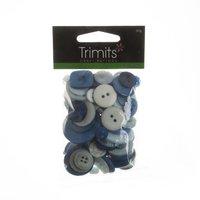 bag of craft buttons 60g assorted blue by trimits 376975