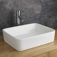 Balzano 48cm x 38cm White Ceramic Rectangular Counter Sink