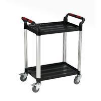 barton black and silver 2 shelf standard plastic trolley white t2ss