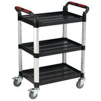 barton black and silver 3 shelf standard plastic trolley white t3ss