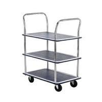 barton silver and blue 3 shelf trolley with chrome handles pst3