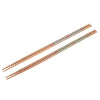 Bamboo Cooking Chopsticks - Green and Blue Stripe Pattern