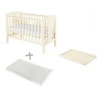 Baby Elegance Laba Cot in Cream with Eco Mattress and Cot Top Changer