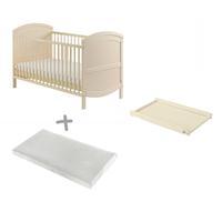 Baby Elegance Walt Cot Bed in Cream with Cot Top Changer and Mattress ECO DL