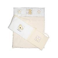 Baby Elegance Star Ted Cot Quilt and Bumper Set in Cream