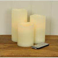 Battery Operated Remote Control Flicker Flame LED Candles (Set of 3) by Gardman
