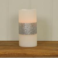 Battery Operated Silver Sparkle Flameless LED Candle 10cm by Gardman