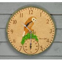 Barn Owl Wall Clock & Thermometer (30cm) by Smart Garden