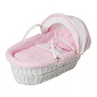 Baby Elegance Star Ted White Wicker Moses Basket Pink
