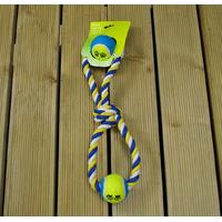 ball and rope chew and throw dog toy by gardman