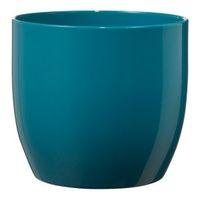 Basel Fashion Round Ceramic Blue Plant Pot (H)13cm (Dia)14cm