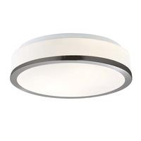 Bathroom Satin Silver Ring Flush Glass Ceiling Light