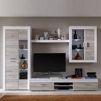 Baltic Wooden Living Room Set In White And Oak With LED