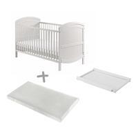 Baby Elegance Walt Cot Bed in White with Cot Top Changer and Mattress ECO DL