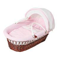 baby elegance star ted dark wicker moses basket pink