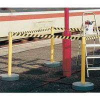 BARRIER-RETRACTABLE 2 x YELLOW POSTS + 4M RED/WHITE TAPE