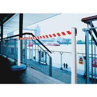 barrier retractable 2 x white posts 365m redwhite diagtape