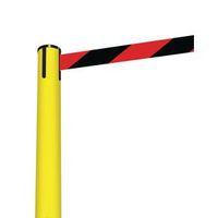 barrier fully retractable adv yellow post blackred belt