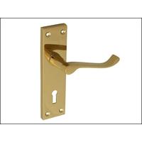 Backplate Handle Lock - Victorian Scroll Brass 150mm