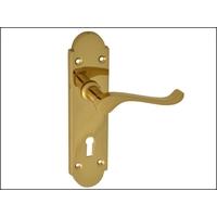 Backplate Handle Lock - Gable Brass Finish