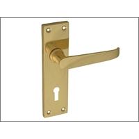 Backplate Handle Lock - Victorian Straight Brass 150mm