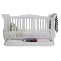 BabyStyle Hollie Sleigh Cot Bed With Underbed Drawer-Fresh White + Free Foam Mattress Worth £30!