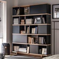 balance modular bookcase in grey and oak effect