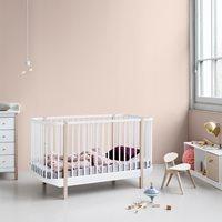 baby toddler luxury wood cot bed in oak and white