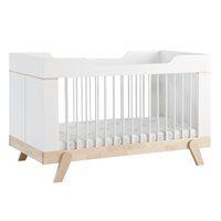 BABY COT BED / TODDLER BED in White and Birch