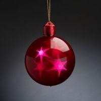 Battery Operated LED Holographic Star Red Bauble