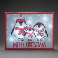 Battery Operated LED Penguin Family Canvas