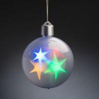 Battery Operated LED Holographic Star White Bauble
