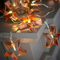 Battery Operated 16 Warm White LED Copper Effect Cookie Cutter Star Light String