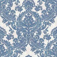 Batik Blue & White Damask Glitter Highlight Wallpaper