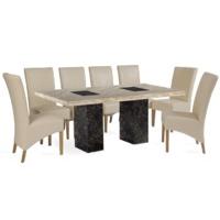 Barletta 220cm Marble Dining Table with Cannes Chairs
