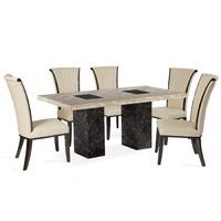 Barletta 180cm Marble Dining Table with Alpine Leather Chairs