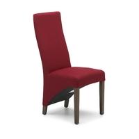 baxter red fabric dark leg dining chairs