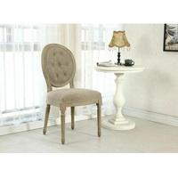 Baron Dining Chair In Grey Linen Fabric With Wooden Legs