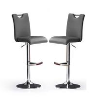 Bardo Bar Stools In Grey Faux Leather in A Pair