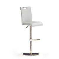 Bardo White Bar Stool In Faux Leather With Stainless Steel Base