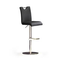 Bardo Black Bar Stool In Faux Leather With Stainless Steel Base