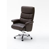 Bastian Home Office Chair In Brown Faux Leather With Rollers